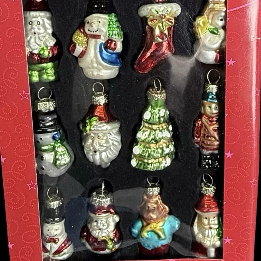VTG‎ MerryBrite CHRISTMAS FIGURAL ORNAMENTS (12ct) HandBlown - 2.5